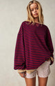 Women's oversized striped sweatshirt with contrasting ribbed trims