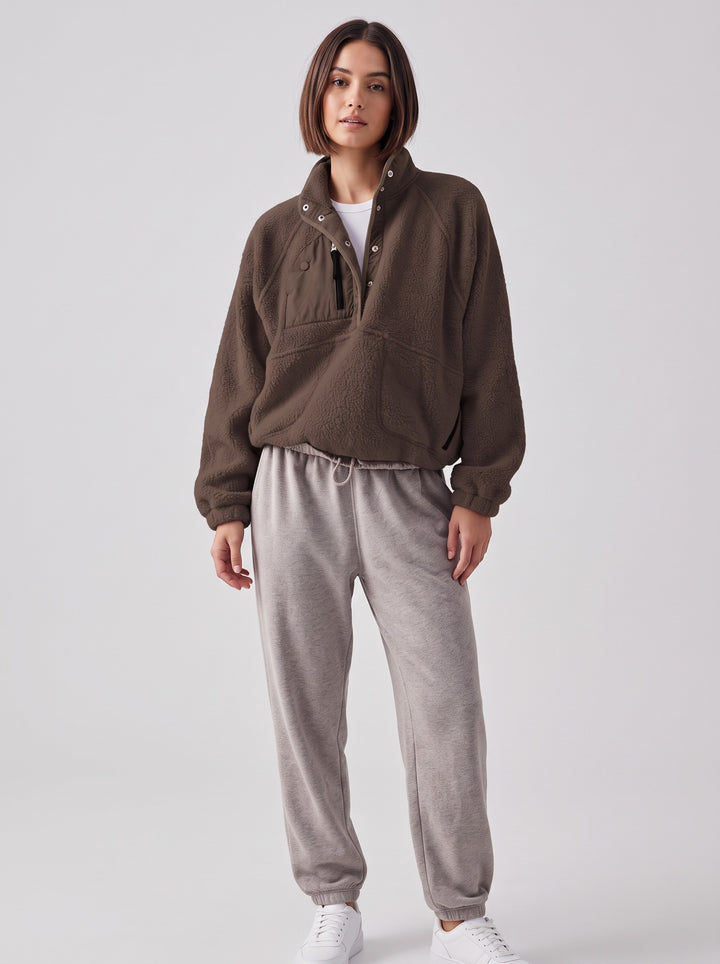 Women's Oversized Colour-Block Fleece in brown
