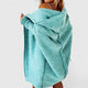 Women's oversized hooded open-front long cardigan with ribbed trims
