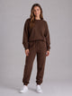 Women's Oversized Crew Neck Tracksuit Set in brown