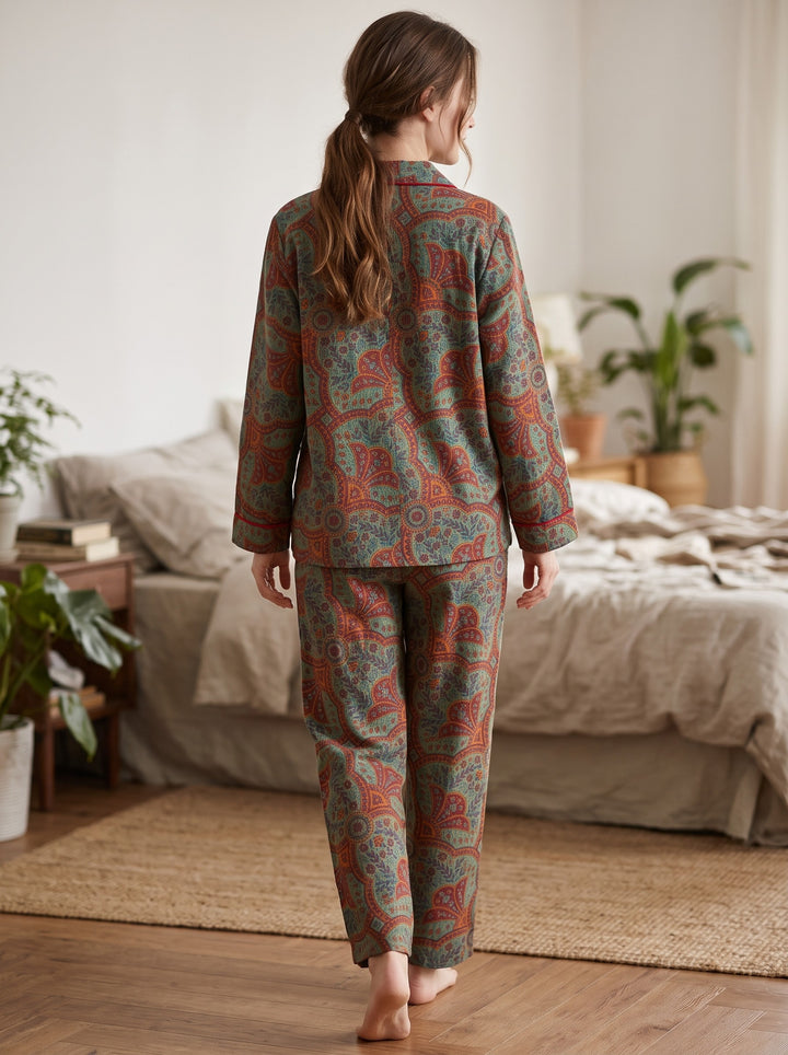Women's Paisley Pyjama Set in teal paisley