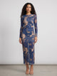 Women's Printed Mesh Party Dress in blue