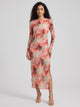 Women's Printed Mesh Party Dress in pink