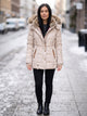 Women's Quilted Parka with Faux Fur Hood in beige