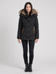 Women's Quilted Parka with Faux Fur Hood in black