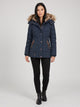 Women's Quilted Parka with Faux Fur Hood in navy