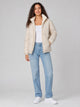 Women's Reversible Sherpa Puffer Jacket in cream