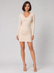 Women's Ribbed Long Sleeve Mini Dress in beige