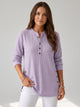 Women's Ribbed Henley Tunic Top in lavender