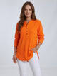 Women's Ribbed Henley Tunic Top in orange