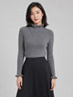 Women's Ruffle Trim Ribbed Jumper in grey