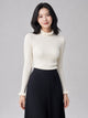 Women's Ruffle Trim Ribbed Jumper in ivory