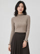 Women's Ruffle Trim Ribbed Jumper in taupe