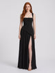 Women's Draped Satin-Feel Maxi Dress in black