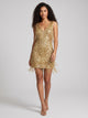 Women's Sequin Fringe Mini Dress in gold