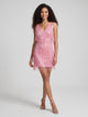 Women's Sequin Fringe Mini Dress in pink
