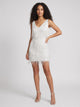 Women's Sequin Fringe Mini Dress in white