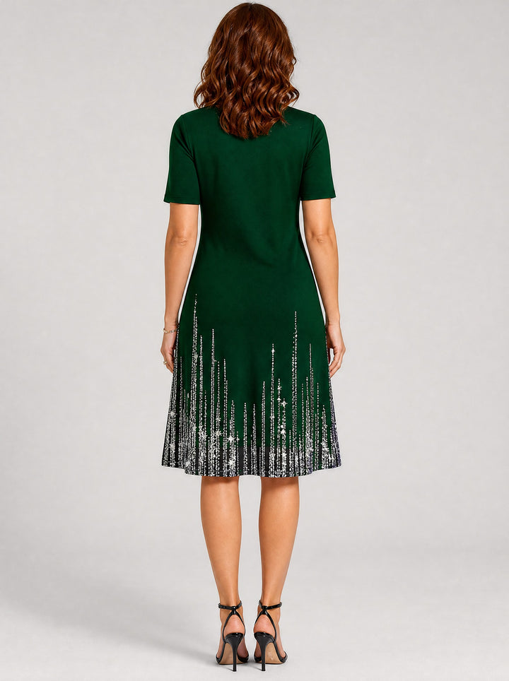 Women's Sequin Hem Midi Dress in green