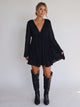 Women's Sheer Bell-Sleeve Mini Dress in black