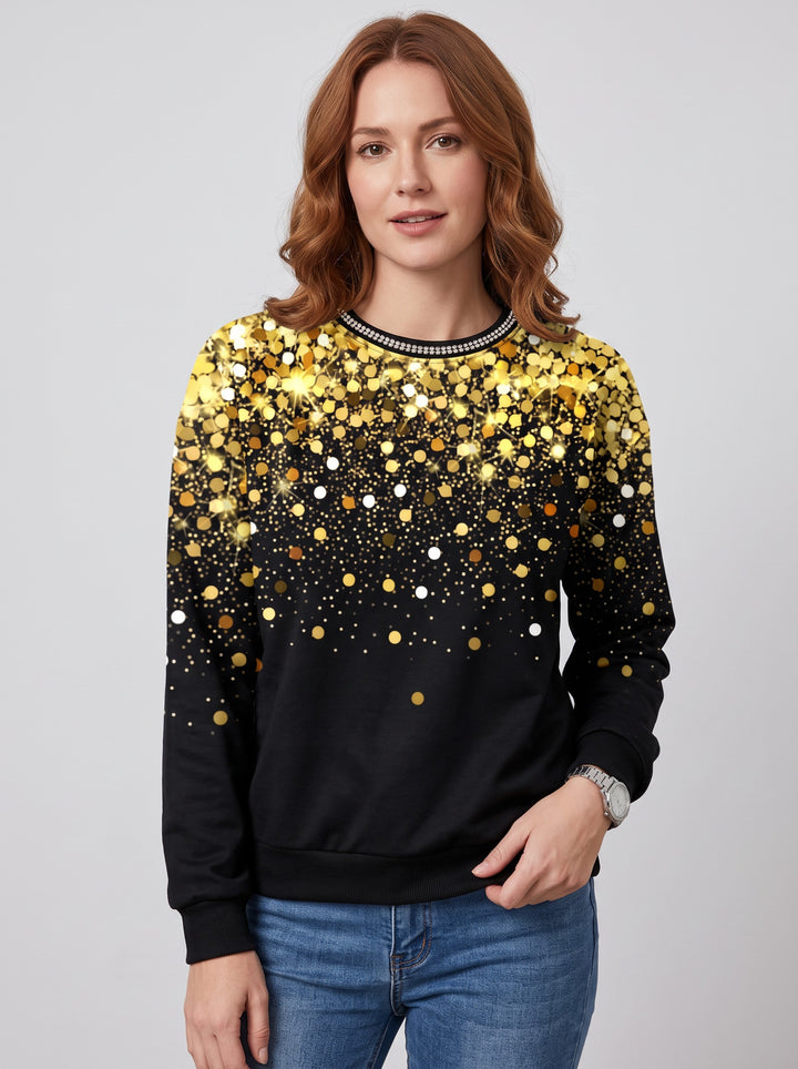 Women's Glitter Gradient Sparkle Jumper in gold & black
