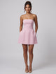 Women's Strapless Bandeau A-Line Mini Dress in pink