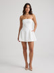 Women's Strapless Bandeau A-Line Mini Dress in white