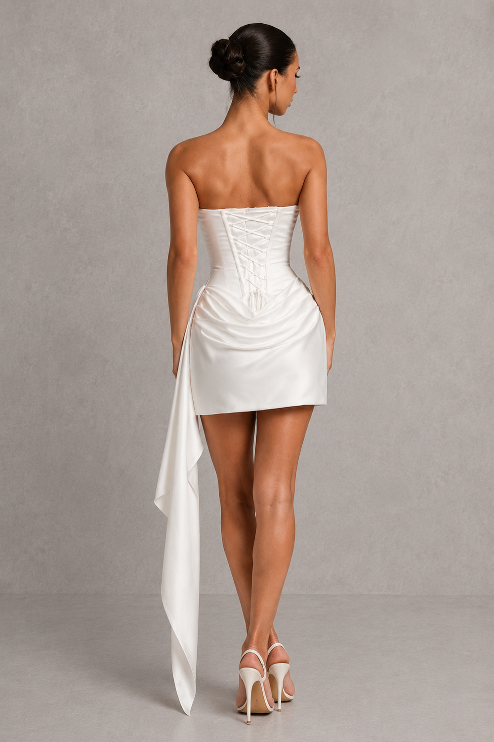 Women's Strapless Satin Corset Mini Dress