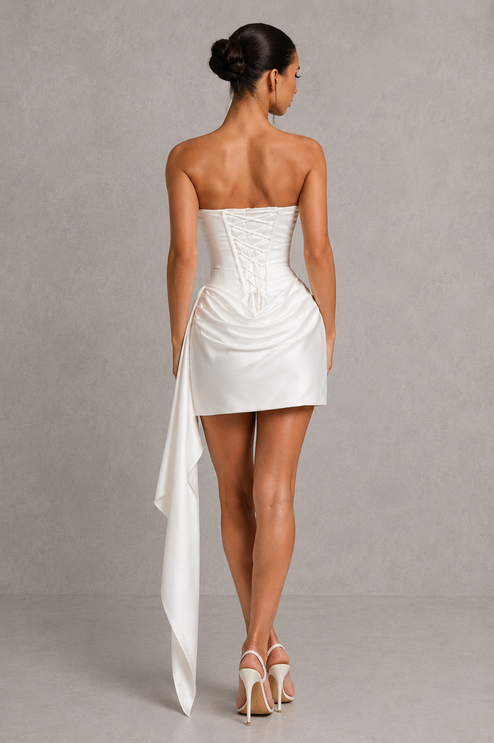 Women's Strapless Satin Corset Mini Dress