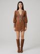 Women's Embroidered Suede-Look Mini Dress in brown