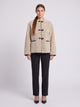 Women's Toggle Teddy Coat with Contrast Trim in beige
