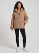 Women's Oversized Teddy Fleece Zip Jacket in caramel