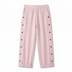 Women's striped cropped trousers with button side panels and turned-up cuffs