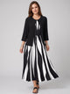 Women's Striped Dress and Jacket Set in black