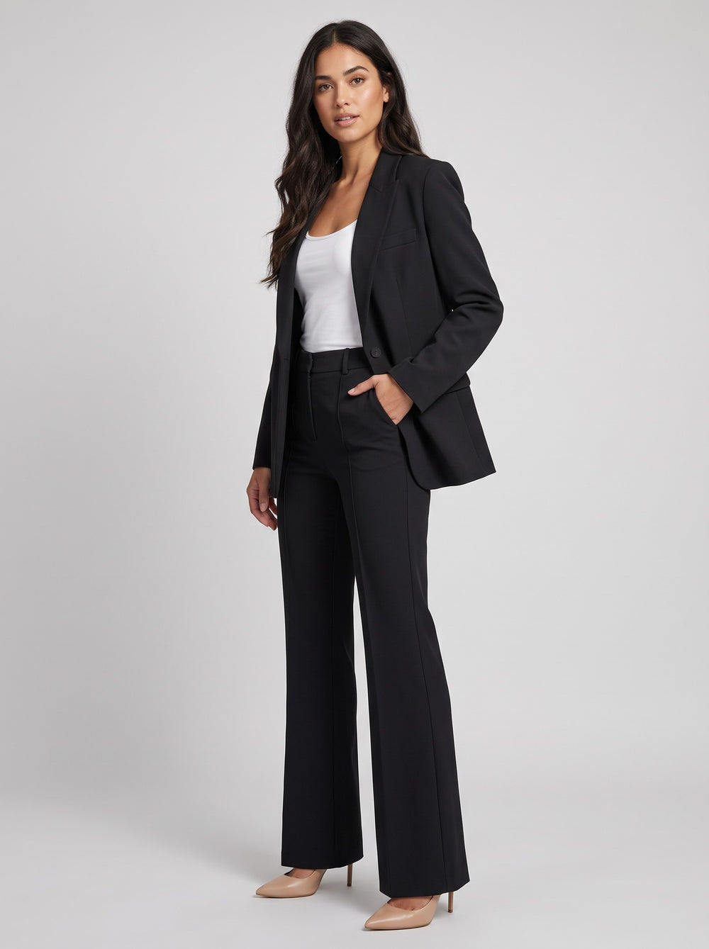 Women's Tailored Two-Piece Trouser Suit in black