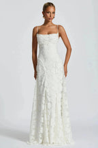 Women's floral cowl neck maxi dress with spaghetti straps and flared skirt