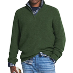 Men's ribbed quarter-zip sweater with mock neck and long sleeves
