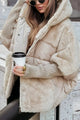 Women's hooded puffer jacket with faux-fur trim