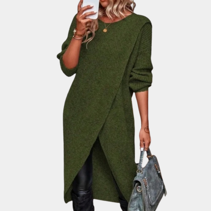 Women's Ribbed Wrap Jumper Dress