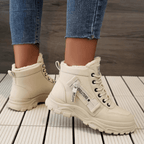 Women's high-top winter boots with faux fur collars