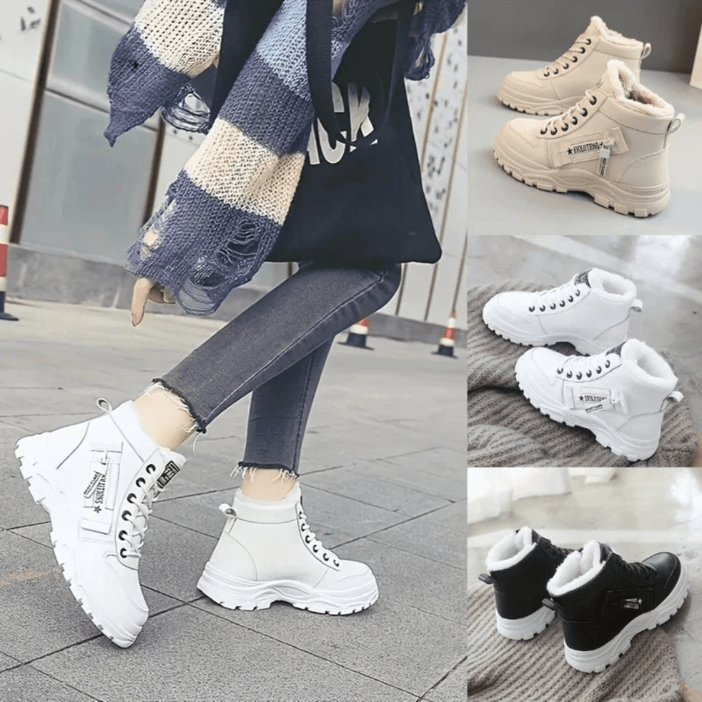 Women's high-top winter boots with faux fur collars