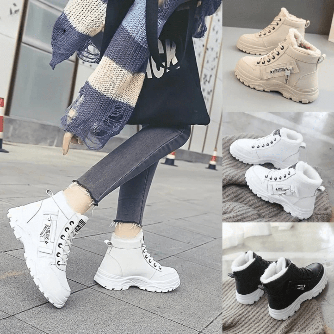 Women's high-top winter boots with faux fur collars