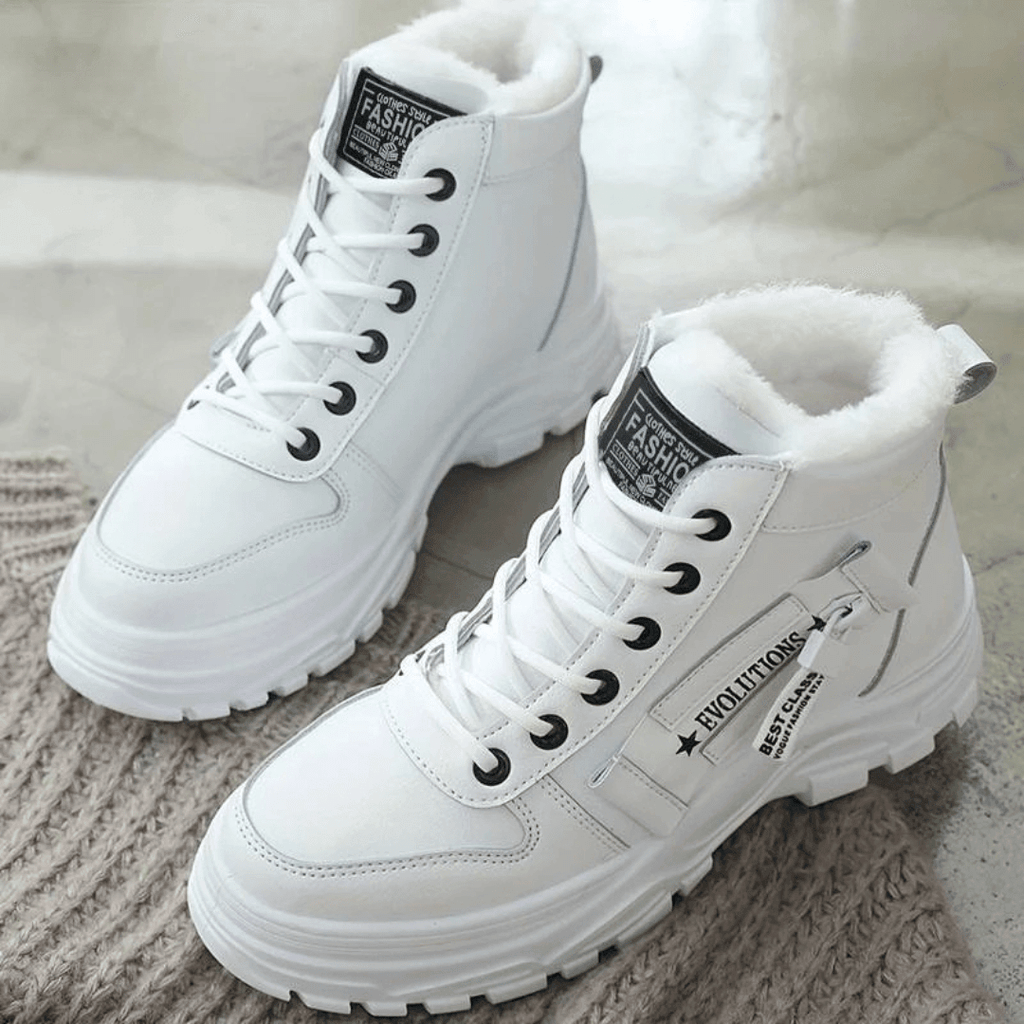 Women's high-top winter boots with faux fur collars
