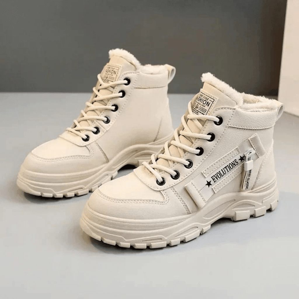 Women's high-top winter boots with faux fur collars