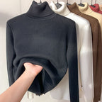 Women's long-sleeve fleece turtleneck sweatshirt in multiple colours